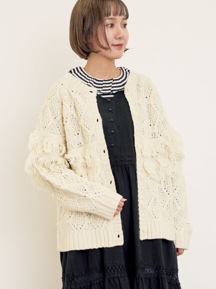 【Fluffy Wool Blend】フリンジ前後2WAYニット（オフホワイト/レッド/ベージュ）｜Samansa Mos2（サマンサ モスモス）通販