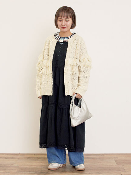 【Fluffy Wool Blend】フリンジ前後2WAYニット（オフホワイト/レッド/ベージュ）｜Samansa Mos2（サマンサ モスモス）通販