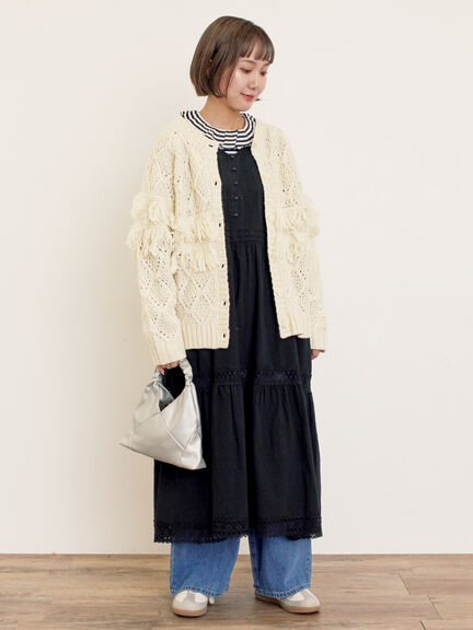 【Fluffy Wool Blend】フリンジ前後2WAYニット（オフホワイト/レッド/ベージュ）｜Samansa Mos2（サマンサ モスモス）通販