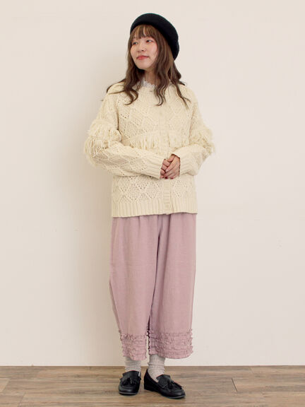 【Fluffy Wool Blend】フリンジ前後2WAYニット（オフホワイト/レッド/ベージュ）｜Samansa Mos2（サマンサ モスモス）通販