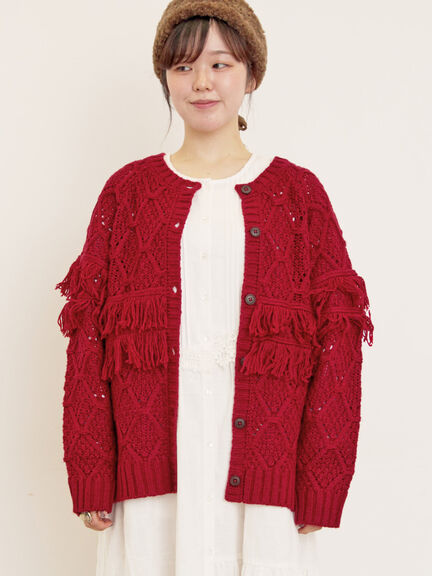 【Fluffy Wool Blend】フリンジ前後2WAYニット（オフホワイト/レッド/ベージュ）｜Samansa Mos2（サマンサ モスモス）通販