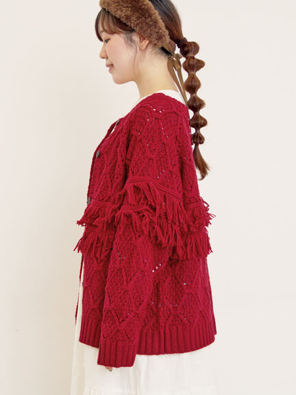 【Fluffy Wool Blend】フリンジ前後2WAYニット（オフホワイト/レッド/ベージュ）｜Samansa Mos2（サマンサ モスモス）通販