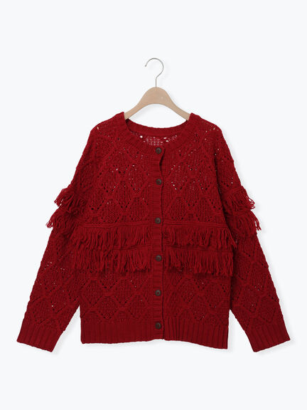 【Fluffy Wool Blend】フリンジ前後2WAYニット（オフホワイト/レッド/ベージュ）｜Samansa Mos2（サマンサ モスモス）通販