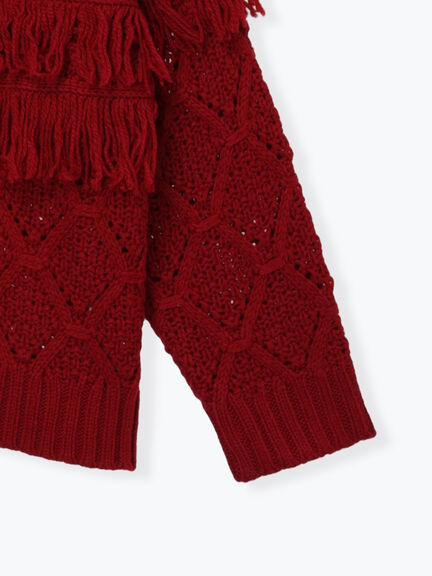 【Fluffy Wool Blend】フリンジ前後2WAYニット（オフホワイト/レッド/ベージュ）｜Samansa Mos2（サマンサ モスモス）通販