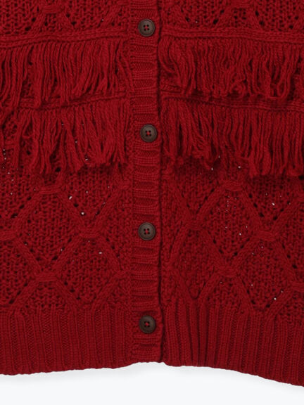 【Fluffy Wool Blend】フリンジ前後2WAYニット（オフホワイト/レッド/ベージュ）｜Samansa Mos2（サマンサ モスモス）通販