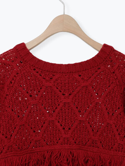 【Fluffy Wool Blend】フリンジ前後2WAYニット（オフホワイト/レッド/ベージュ）｜Samansa Mos2（サマンサ モスモス）通販