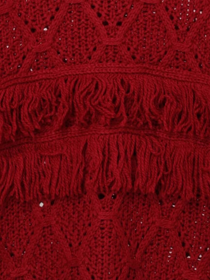 【Fluffy Wool Blend】フリンジ前後2WAYニット（オフホワイト/レッド/ベージュ）｜Samansa Mos2（サマンサ モスモス）通販