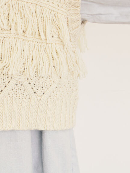 【Fluffy Wool Blend】フリンジニットベスト（オフホワイト/レッド/ベージュ）｜Samansa Mos2（サマンサ モスモス）通販