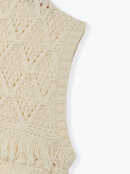 【Fluffy Wool Blend】フリンジニットベスト（オフホワイト/レッド/ベージュ）｜Samansa Mos2（サマンサ モスモス）通販