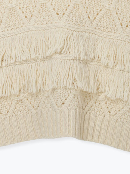 【Fluffy Wool Blend】フリンジニットベスト（オフホワイト/レッド/ベージュ）｜Samansa Mos2（サマンサ モスモス）通販