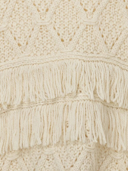 【Fluffy Wool Blend】フリンジニットベスト（オフホワイト/レッド/ベージュ）｜Samansa Mos2（サマンサ モスモス）通販