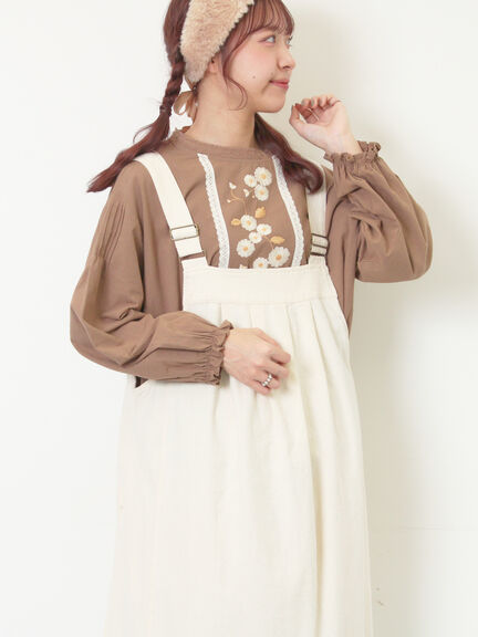 【WEB限定】花柄刺繍ブラウス（ブラック/モカ/キナリ）｜Samansa Mos2（サマンサ モスモス）通販