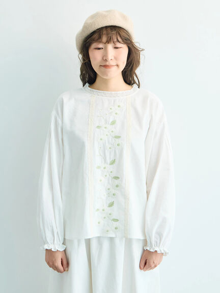 【WEB限定】花柄刺繍ブラウス（ブラック/モカ/キナリ）｜Samansa Mos2（サマンサ モスモス）通販