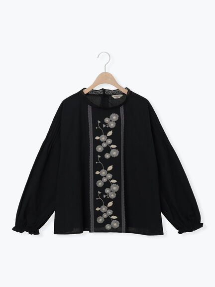 【WEB限定】花柄刺繍ブラウス（ブラック/モカ/キナリ）｜Samansa Mos2（サマンサ モスモス）通販