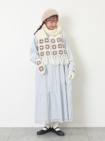 モチーフ編みマフラー（オフホワイト/モカ）｜Samansa Mos2（サマンサ モスモス）通販