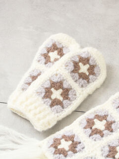 セール】 モチーフ編みミトン（オフホワイト/モカ/アクセサリー/ミトン