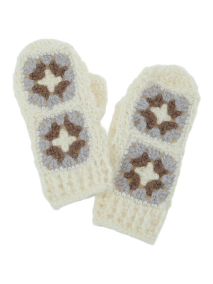 モチーフ編みミトン（オフホワイト/モカ）｜Samansa Mos2（サマンサ モスモス）通販