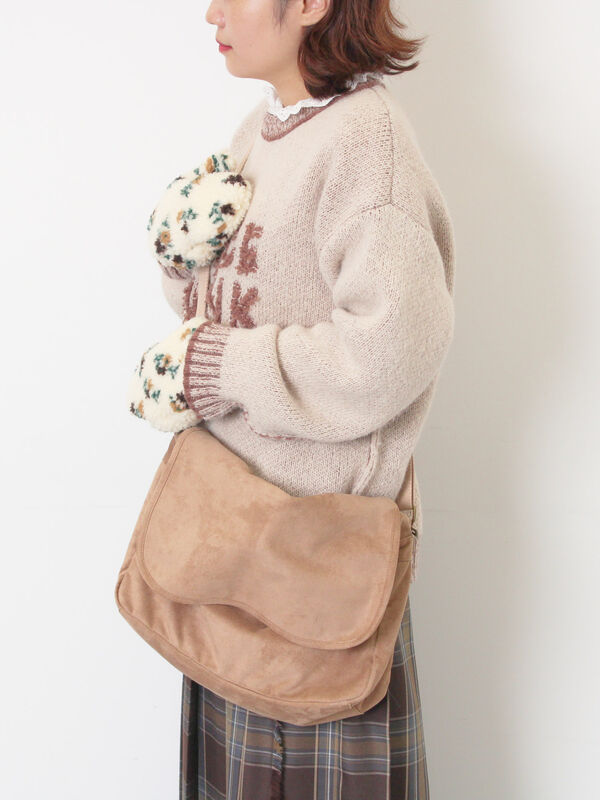 セール】 ボア花柄ミトン（オフホワイト/キャメル/アクセサリー/ミトン