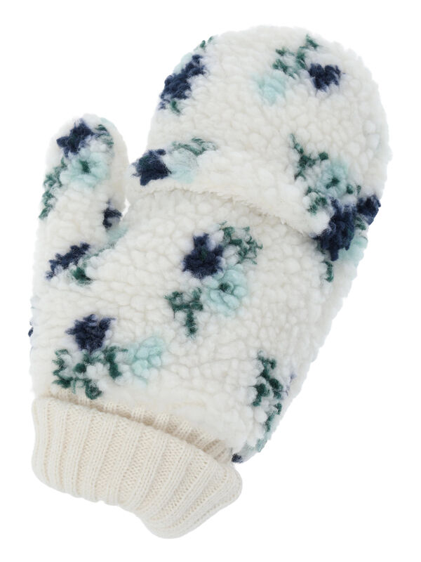 セール】 ボア花柄ミトン（オフホワイト/キャメル/アクセサリー/ミトン