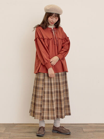 ミニ裏毛切替ギャザープルオーバー（オフホワイト/ブラック/オレンジ/モカ）｜Samansa Mos2（サマンサ モスモス）通販