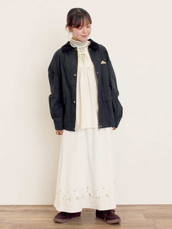 セール】 ミニ裏毛切替ギャザープルオーバー（オフホワイト/ブラック