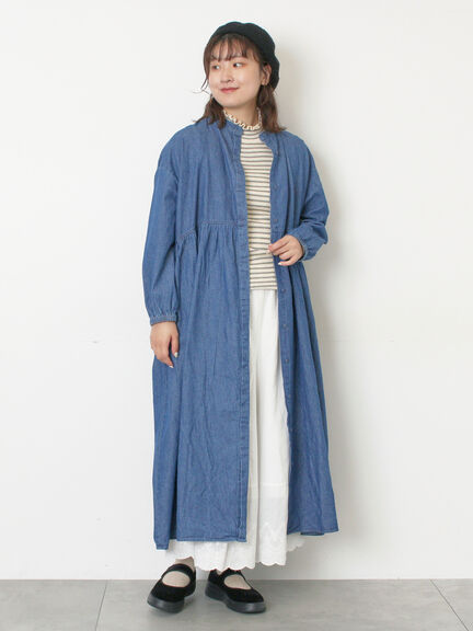 デニムバンドカラーワンピース ≪S/Mサイズ≫（ブルー）｜Samansa Mos2（サマンサ モスモス）通販