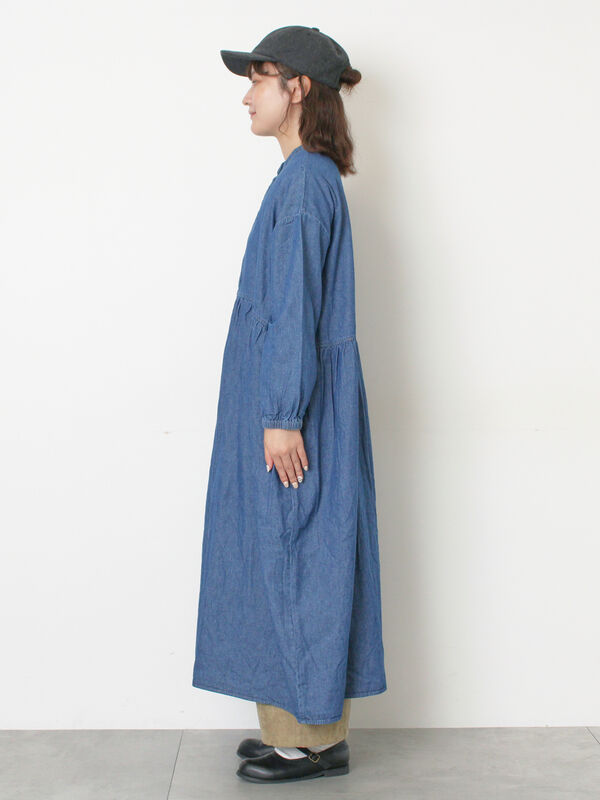 デニムバンドカラーワンピース ≪S/Mサイズ≫（ブルー/ワンピース