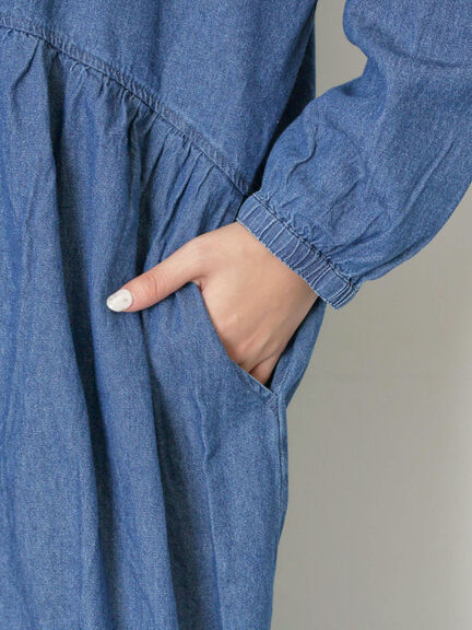 デニムバンドカラーワンピース ≪S/Mサイズ≫（ブルー）｜Samansa Mos2（サマンサ モスモス）通販