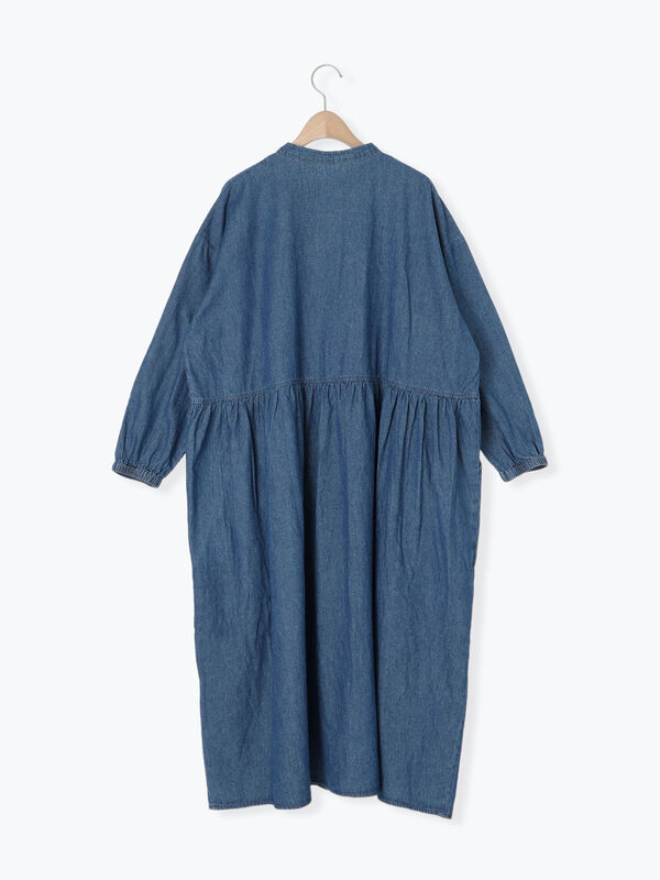 デニムバンドカラーワンピース ≪S/Mサイズ≫（ブルー/ワンピース