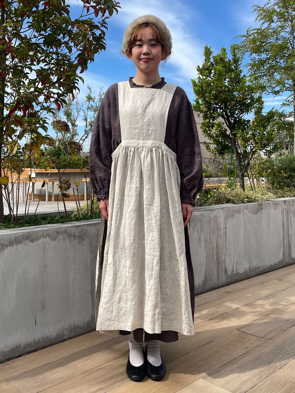 サマンサモスモス　立川限定　エプロンワンピース 立川店/EC限定】リネンレイヤード2WAYエプロンワンピース（オフ