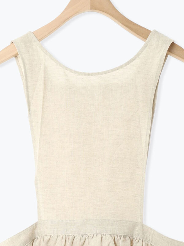 立川限定】リネンレイヤード2WAYエプロンワンピース（オフホワイト