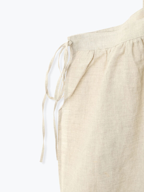 立川限定】リネンレイヤード2WAYエプロンワンピース（オフホワイト