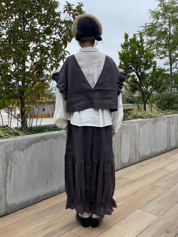 sm2 ◾️立川限定▪️リネンダブルフリル2wayベスト▪️チャコール sm2 ◾️立川限定▪️リネンダブルフリル2wayベスト▪️チャコール