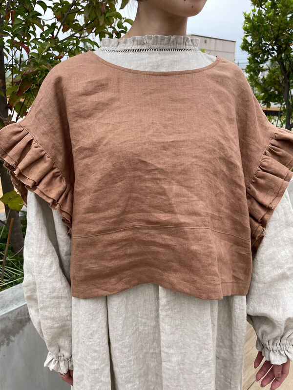 立川限定リネンダブルフリル2wayベスト 立川店/EC限定】リネンダブルフリル2WAYベスト（チャコールグレー