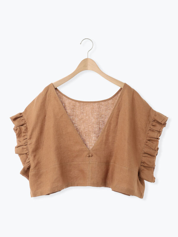 立川店/EC限定】リネンダブルフリル2WAYベスト（チャコールグレー