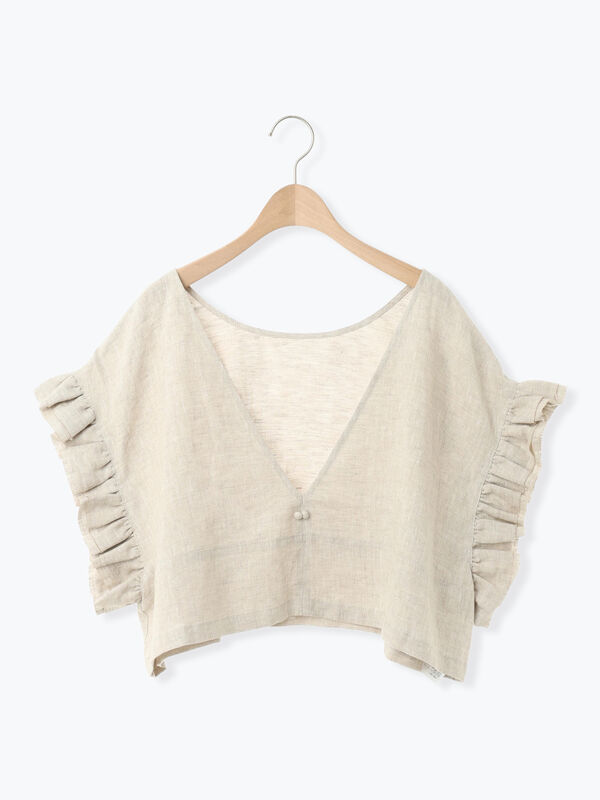 立川店/EC限定】リネンダブルフリル2WAYベスト（チャコールグレー