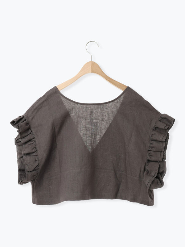 sm2 ◾️立川限定▪️リネンダブルフリル2wayベスト　ベージュ 立川限定】リネンダブルフリル2WAYベスト（チャコールグレー/ベージュ