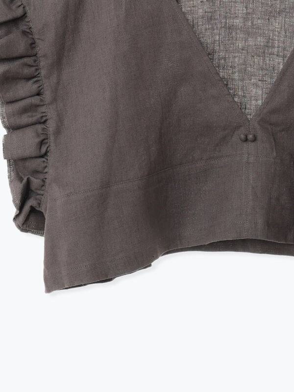 サマンサモスモス　立川限定　リネンダブルフリル2wayベスト　チャコール 立川限定】リネンダブルフリル2WAYベスト（チャコールグレー/ベージュ