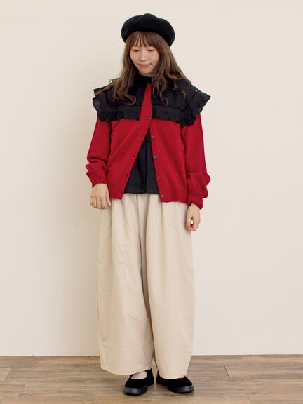 [帯電防止裏地]裾切替バルーンパンツ《M/Lサイズ》（ベージュ/ネイビー/キナリ）｜Samansa Mos2（サマンサ モスモス）通販