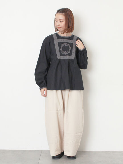 [帯電防止裏地]裾切替バルーンパンツ《M/Lサイズ》（ベージュ/ネイビー/キナリ）｜Samansa Mos2（サマンサ モスモス）通販