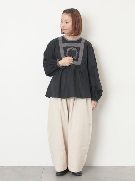 [帯電防止裏地]裾切替バルーンパンツ《M/Lサイズ》（ベージュ/ネイビー/キナリ）｜Samansa Mos2（サマンサ モスモス）通販