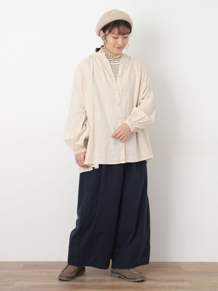[帯電防止裏地]裾切替バルーンパンツ《M/Lサイズ》（ベージュ/ネイビー/キナリ）｜Samansa Mos2（サマンサ モスモス）通販
