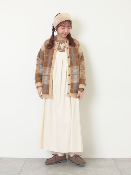 シャギーチェック柄カーディガン（オレンジ/イエロー/サックスブルー）｜Samansa Mos2（サマンサ モスモス）通販