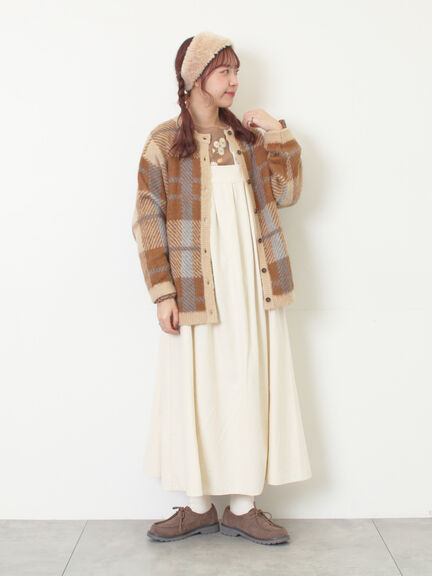 シャギーチェック柄カーディガン（オレンジ/イエロー/サックスブルー）｜Samansa Mos2（サマンサ モスモス）通販