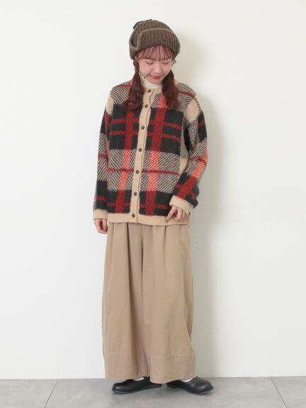 シャギーチェック柄カーディガン（オレンジ/イエロー/サックスブルー）｜Samansa Mos2（サマンサ モスモス）通販