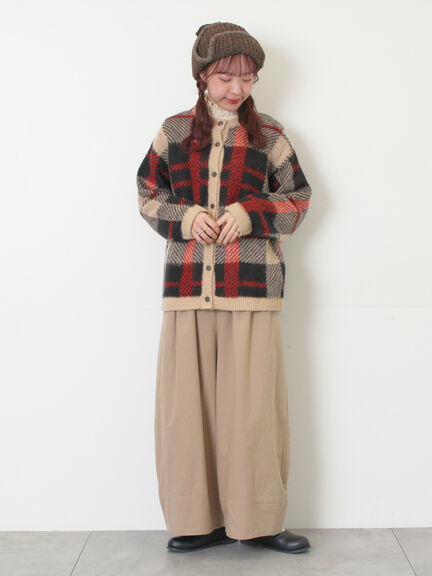 シャギーチェック柄カーディガン（オレンジ/イエロー/サックスブルー）｜Samansa Mos2（サマンサ モスモス）通販