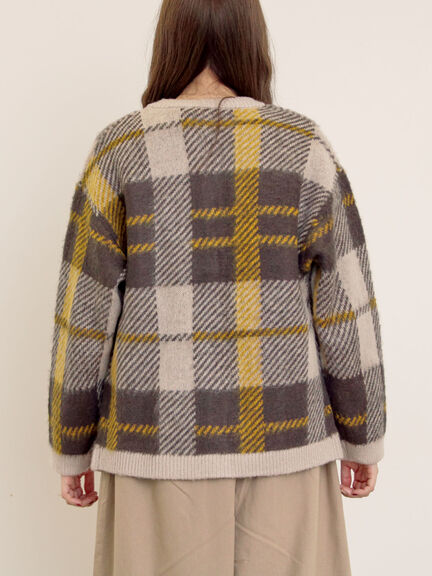 シャギーチェック柄カーディガン（オレンジ/イエロー/サックスブルー）｜Samansa Mos2（サマンサ モスモス）通販