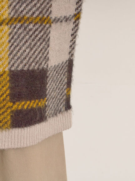 シャギーチェック柄カーディガン（オレンジ/イエロー/サックスブルー）｜Samansa Mos2（サマンサ モスモス）通販