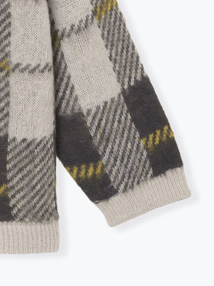 シャギーチェック柄カーディガン（オレンジ/イエロー/サックスブルー）｜Samansa Mos2（サマンサ モスモス）通販