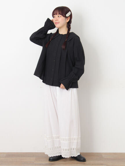 ビッグ襟ピンタックブラウス（ブラック/モカ/キナリ）｜Samansa Mos2（サマンサ モスモス）通販